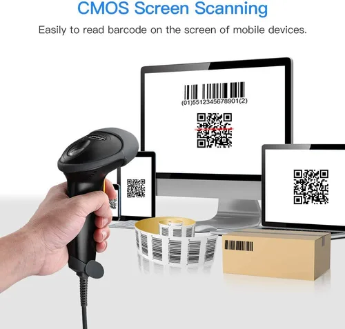 Vista 4 de Eyoyo EYH2 - Escáner de código de barras USB 2D portátil, escáner automático de código QR con cable PDF417, lector de código de barras de matriz