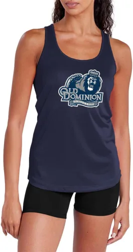 Vista 518 de Camiseta deportiva sin mangas oficial de NCAA Collegiate para mujer, con espalda cruzada, colección con logotipo primario