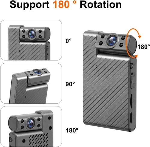 Vista 2 de Mini cámara inalámbrica HD giratoria de 180°, cámara de seguridad WiFi más pequeña, cámara de niñera portátil, visión nocturna, pequeñas cámaras