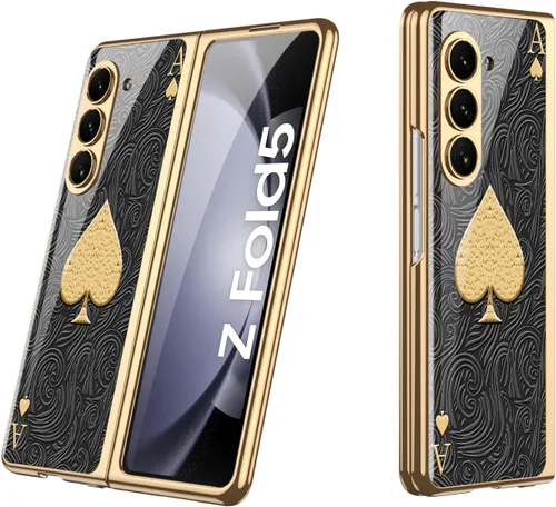 Vista 13 de Funda para Galaxy Z Fold 5, elegante marco galvanizado con vidrio estampado, protector de pantalla integrado compatible con Samsung Galaxy Z Fold 5