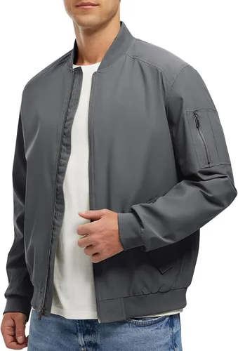 Vista 32 de Rdruko Chaqueta Bomber Ligera para Hombre Cazadora Cortavientos Casual Elegante a la Moda