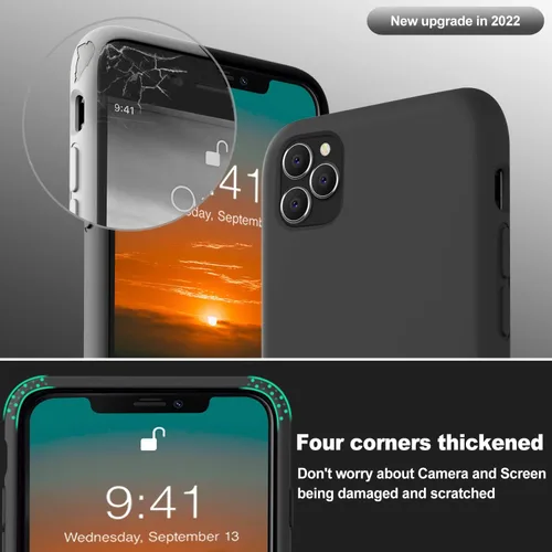 Vista 2 de Vooii Compatible con iPhone 11 Pro, silicona líquida suave de goma delgada, funda protectora de cuerpo completo con forro de microfibra suave
