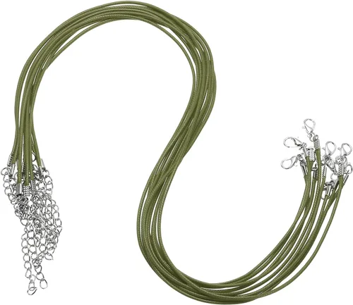 Vista 75 de MECCANIXITY 10 cordones de collar encerado de 18 pulgadas, cadena de collar a granel con cierre de 0.059 in de cuerda de cuero encerado para hacer