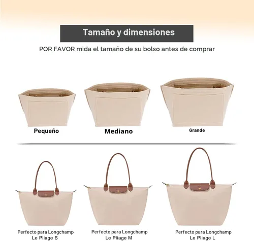 Vista 4 de LOUKAYCCI Organizador de fieltro para bolsa Longchamp Le Pliage (S, beige)