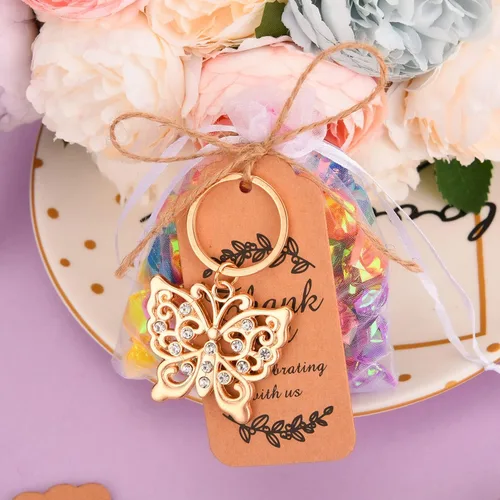Vista 6 de 24 llaveros de mariposa con diseño de mariposa para despedida de soltera, con forma de mariposa para invitados, bodas, fiestas, baby shower