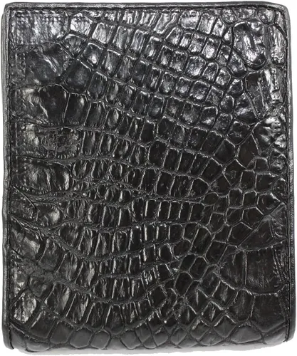Vista 2 de Cartera de piel de cocodrilo genuina con garras de pie para hombre, Negro