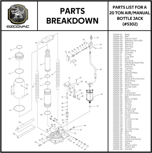 Vista 6 de Kit maestro de reparación para gato hidráulico de botella de 20/22 toneladas, kit de sellos para gato de botella neumático y manual