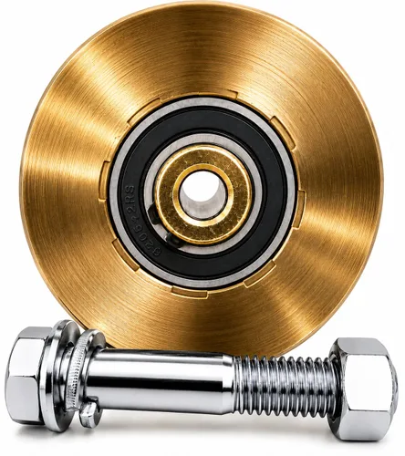 Vista 3 de JM Steel 4" Solid Slide Gate V Groove Caster Wheel Roller deslizante Capacidad de 3000 libras con tornillo Doble Rodamiento