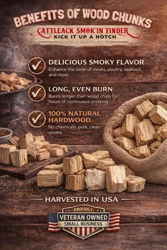 Vista 2 de Cattleack Smok'in Tinder Trozos de madera para ahumar carne, eleva tu barbacoa con trozos de parrilla de primera calidad, aproximadamente 10 libras