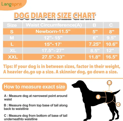 Vista 2 de Langsprit Pañales lavables para perro hembra (paquete de 3 unidades) - Sin fugas, reutilizables, para perritas en período, calzones altamente Negro