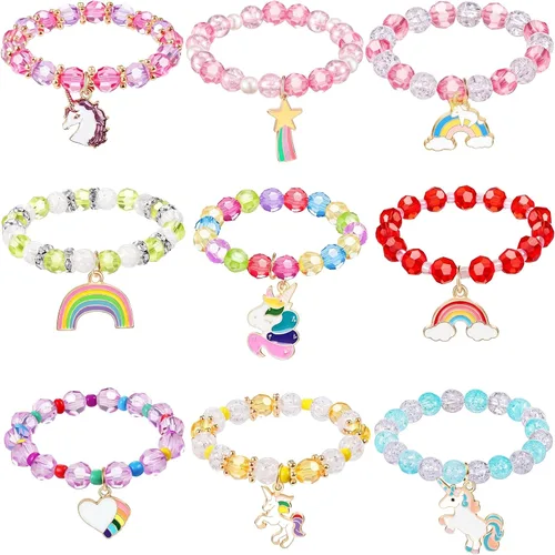 Vista 8 de Hicarer - 9 pulseras de unicornio para niñas, adolescentes, niños