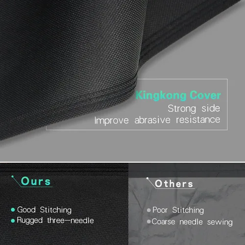 Vista 6 de Kingkong 7105 Premium Cover para parrillas de gas Weber serie 210 con ambas colapsadas (no apto para Spirit II E-210), color negro