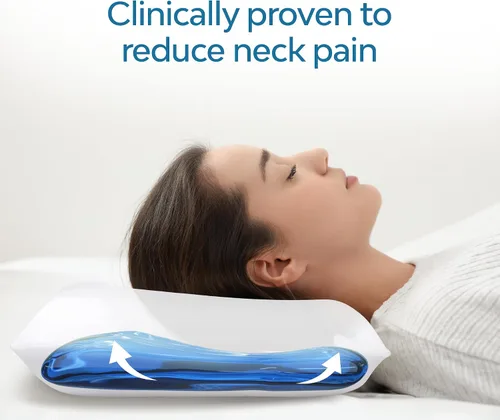 Vista 4 de Mediflow Almohada de agua de espuma viscoelástica de gel refrescante, almohada ajustable para aliviar el dolor de cuello, almohada para dormir