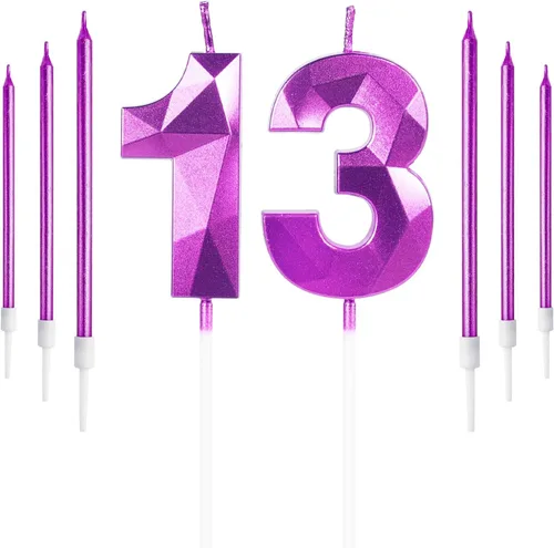 Vista 125 de Vela rosa de cumpleaños número 1 con 6 velas largas, decoraciones de decoración de pastel para fiesta de niña de 1 año, suministros de celebración