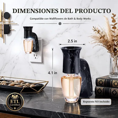 Vista 2 de Hohean 2 piezas de enchufe de fragancia de pared con luz nocturna compatible con fragancia WallFlower Bath & Body Works, certificado ETL, difusor