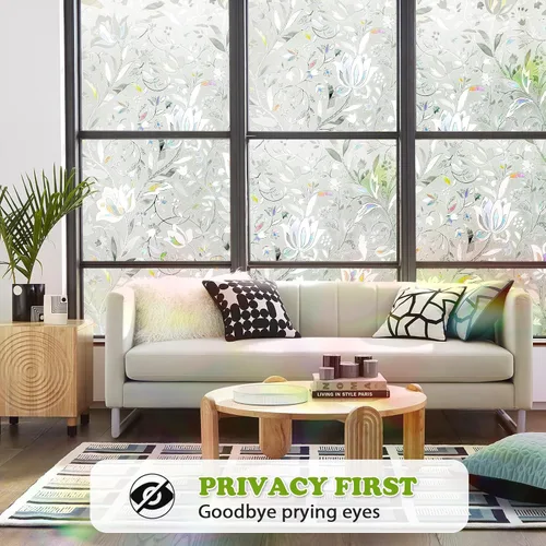 Vista 3 de Shackcom - 2 rollos de película de privacidad para ventana, diseño de tulipanes de 17.5 x 78.7 pulgadas, calcomanías decorativas 3D para ventana