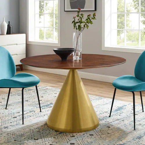 Vista 20 de Modway Tupelo - Mesa de comedor cuadrada de 28 pulgadas, color dorado y blanco