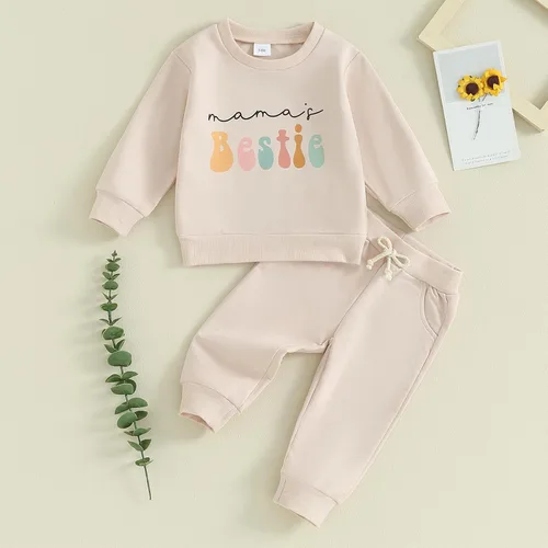 Vista 3 de CREAIRY Conjunto de 2 piezas de sudadera de manga larga para bebé y niña, 2 piezas, ropa de primavera y otoño