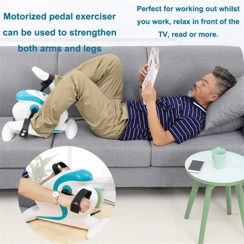 Vista 3 de Bicicleta estática motorizada/bicicleta para discapacitados y discapacitados - Ejercitador de pedal eléctrico Soporte Protector de piernas