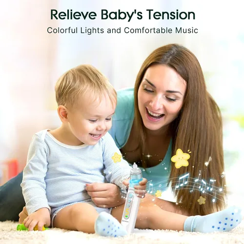 Vista 3 de Aspirador nasal para bebé, aspirador nasal recargable para bebé, aspirador nasal para bebé con 3 puntas de silicona, succión ajustable, aspirador