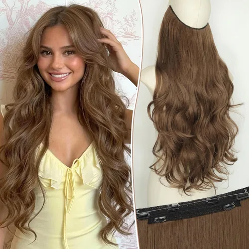 Vista 51 de KooKaStyle Extensiones de Cabello con Alambre Invisible, Largas, Lacias, en Capas, Sintéticas con Alambre Transparente, Tamaño Ajustable, 6 Clips