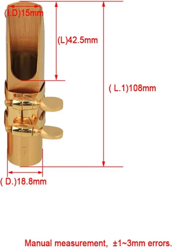Vista 3 de Yibuy Boquilla de saxofón tenor B-flat de latón chapado en oro con ligadura de tapa 7 #
