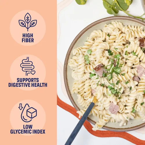 Vista 3 de Three Farm Daughters High Fiber Pasta Rotini Pack, Low GI, Non GMO Rotini Pasta Noodles, Low Net Carb, Made in the USA, 12 oz. (2 Pack)