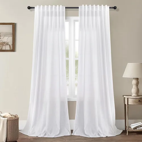 Vista 38 de DANCURTON Cortinas de lino para ventana, cocina moderna, dormitorio, ventanas pequeñas, 2 paneles con bolsillo con pestaña trasera, gruesas