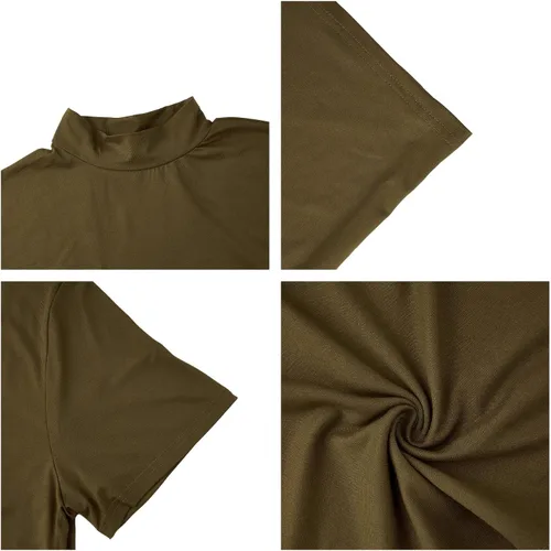 Vista 6 de Camisetas de cuello alto falso de moda para hombre, suéter de manga larga, diseño básico, camiseta interior ajustada