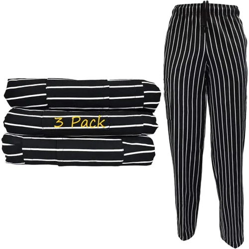 Vista 12 de Natural Uniforms Pantalones cargo de chef clásicos de 6 bolsillos con paquete múltiple disponibles Paquete de 3 unidades.