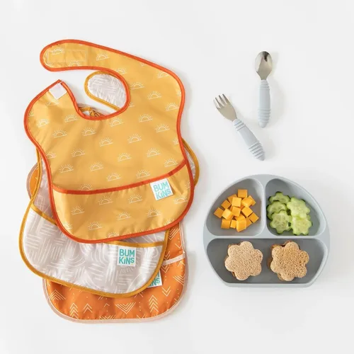 Vista 5 de Bumkins Baberos para niña o niño, SuperBib para bebés y niños pequeños de 6 a 24 meses, imprescindibles para comer, alimentar, suministros