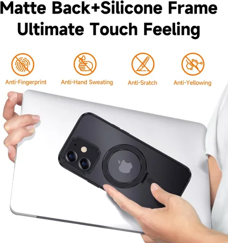 Vista 3 de MAGIC JOHN Funda para iPhone 11 [compatible con Magsafe] [con soporte de metal magnético] [a prueba de golpes de grado militar] Negro