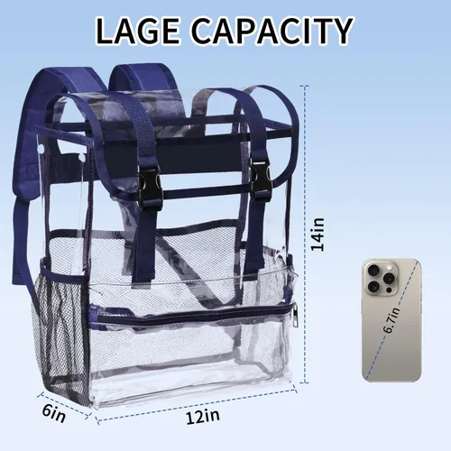 Vista 3 de Mochilas transparentes, Estilo2púrpura, Mochila transparente grande resistente Pvc Bolsa transparente