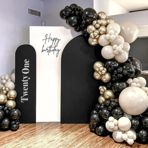 Vista 6 de Juego de 2 fundas para arco de boda de 2 lados, parte superior redonda de spandex ajustada, funda de telón de fondo para arco, para decoración