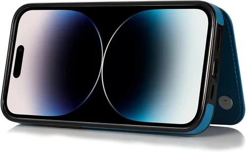 Vista 6 de Funda compatible con iPhone 15 Pro Max de 6.7 pulgadas con protector de pantalla de vidrio templado y tarjetero con soporte para tarjetero, funda