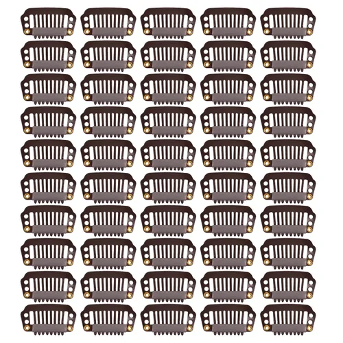 Vista 6 de 50 pinzas para extensiones de cabello de 1.102 in, 8 dientes para extensiones de cabello y extensiones de cabello (negro)