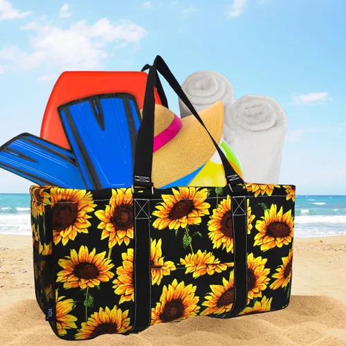 Vista 203 de NGIL Bolsa de comestibles reutilizable extra grande plegable de gran tamaño para comestibles, almacenamiento, picnic, playa, Estampado
