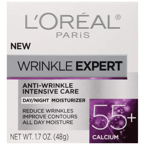 Vista 2 de L'Oreal Paris Wrinkle Expert 55+ - Hidratante facial antienvejecimiento con calcio, no graso, adecuado para pieles sensibles, 1.7 onzas líquidas