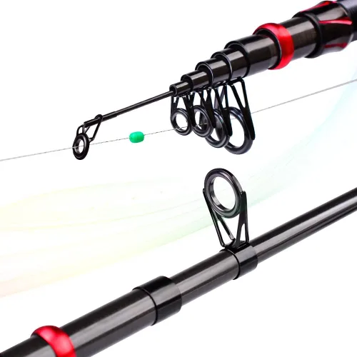 Vista 6 de Combo de caña de pescar y carrete, caña de pescar telescópica de fibra de carbono de 6.9 pies con combo de carrete de spinning/baitcasting, agua A