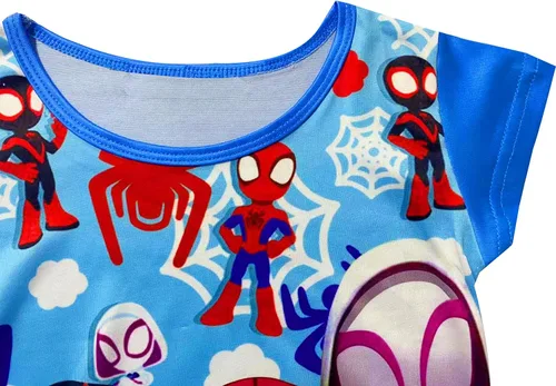 Vista 2 de ICARNTP Toddler Girls Cartoon Hero Dresses Little Kids Ruffle Sleeve Summer Dress Party Gift Clothes Outfit