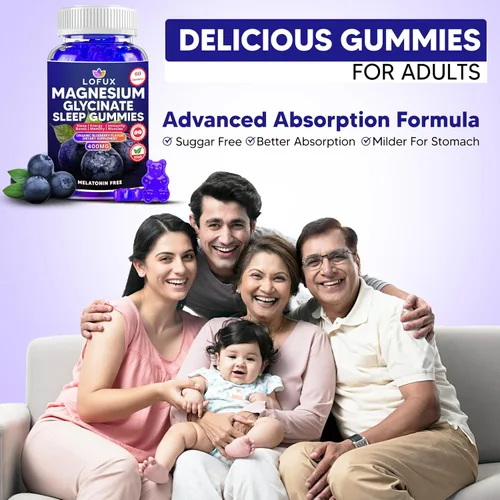 Vista 7 de Lofux Gomitas de glicinato de magnesio de 400 mg, gomitas de magnesio sin azúcar para adultos, mujeres, hombres, suplemento masticable