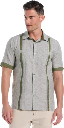 Vista 6 de Cubavera Camisa Guayabera de manga corta para hombre con mezcla de lino, disponible en tallas grandes y altas