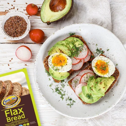 Vista 3 de Shibolim Pan de semillas de lino (1 libra) bajo en carbohidratos, cero carbohidratos netos por porción, apto para dieta cetogénica, rico en fibra