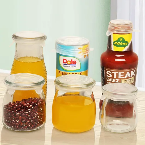 Vista 5 de Tapas elásticas de silicona extra pequeñas para botellas de vino de 1.2 a 1.5 pulgadas, botellas de condimentos, frascos, latas, paquete de 8