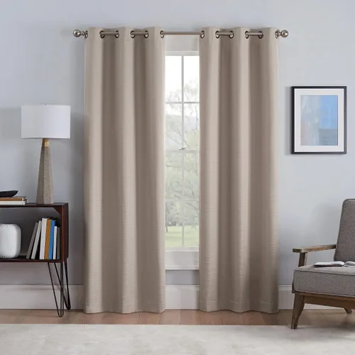 Vista 8 de Eclipse Talisa - Cortinas opacas aisladas para ventana de sala de estar (2 paneles), 37 x 63 pulgadas, color gris