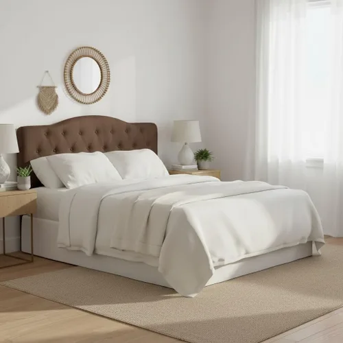 Vista 15 de Naomi Home Cassandra - Cabecero capitoné tamaño Queen, tapizado en tela de lino duradera, amortiguación de espuma de alta calidad, altura ajustable