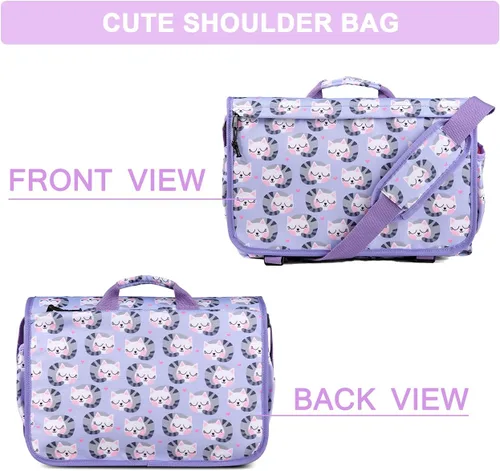 Vista 6 de VASCHY Bolsa tipo mensajero para niños, bonita bolsa cruzada para laptop de 15.6 pulgadas, para niños, niñas, adolescentes y mujeres