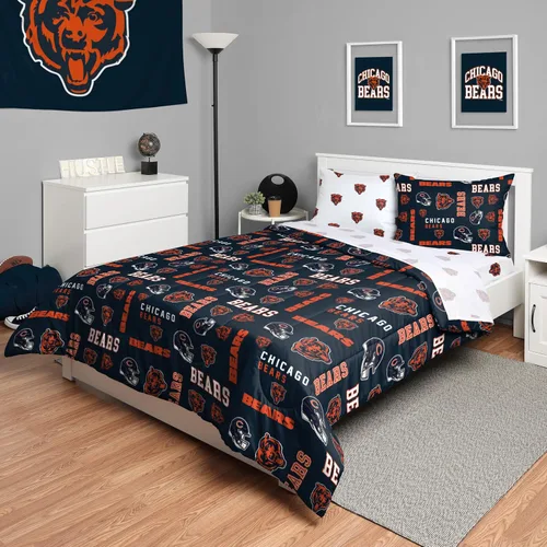 Vista 47 de FOCO Juego de ropa de cama unisex para adultos con logotipo del equipo de la NFL, sábanas y fundas de almohada, juego de ropa de cama de 5 piezas