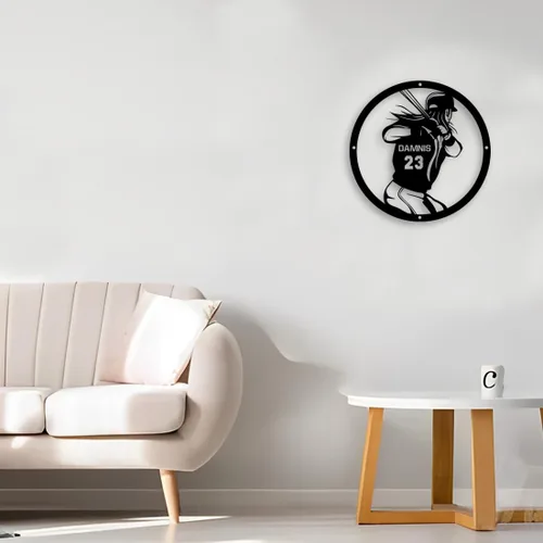 Vista 5 de Letrero de metal personalizado para jugador de sóftbol con luz LED, nombre y número personalizado, arte de pared de sóftbol, letrero de neón