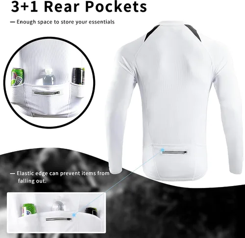 Vista 4 de Cycling Bike Jersey for Men Short and Long Sleeve Bike Bicycle Shirts Biking Clothing Breathable Quick-Dry Shirt with Pockets